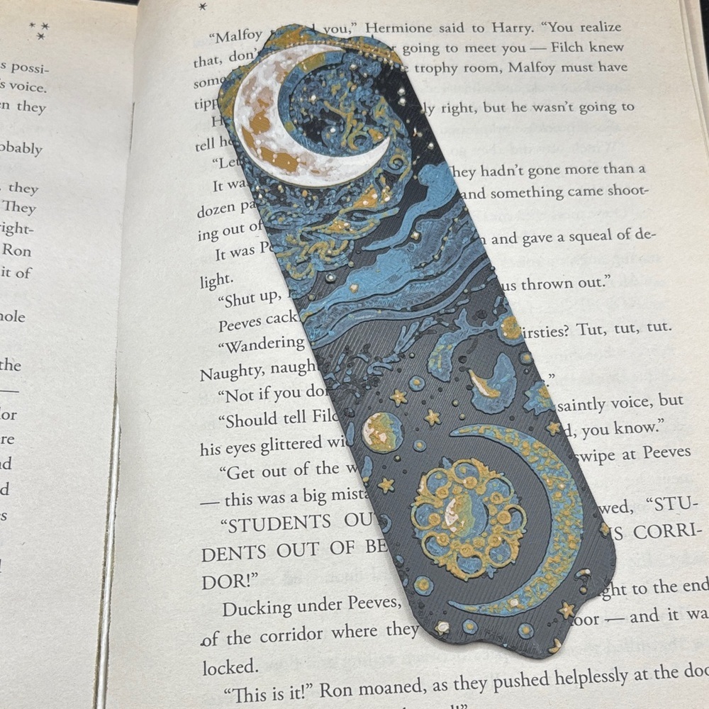 Celestial Themed Bookmark with Moon and Stars